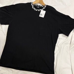 Forever 21 Black Tee with Patterned Collar
